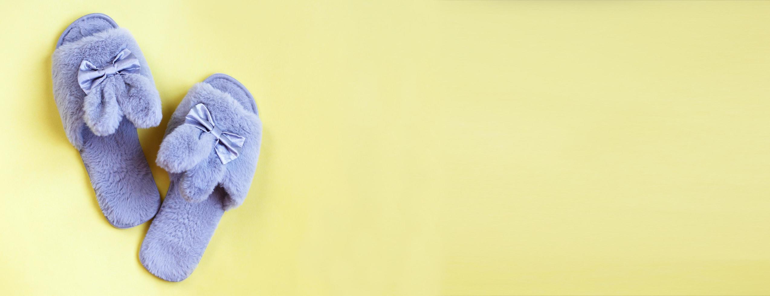Sklep Obuwniczy Zalando -Sklep Toni Pons pair of stylish soft slippers on yellow background flat lay copy space for text banner free photo